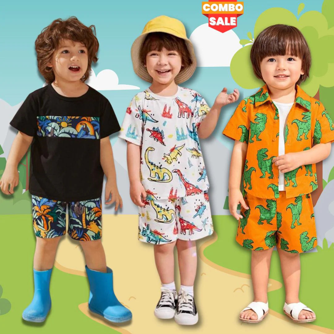 Beast4you Stylish Baby Two Piece Set Shirt & Short And (Combo Pack Of 3) T-Shirt & Shorts.