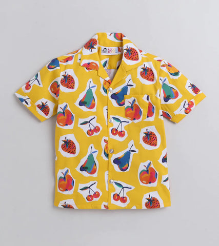 Beast4you Cherry digi Digital printed Shirt with White solid Shorts