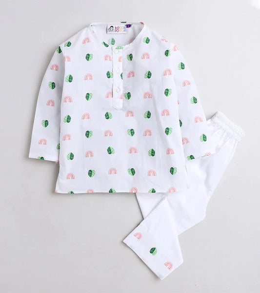 Beast4you Monstera Printed Pyjama Kurta Set