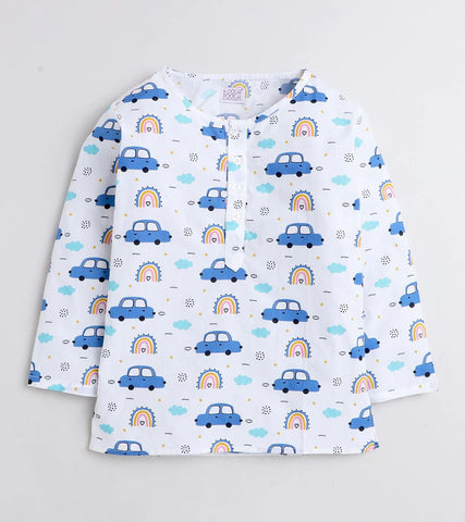 Beast4you Mini Car Printed Pyjama Kurta Set