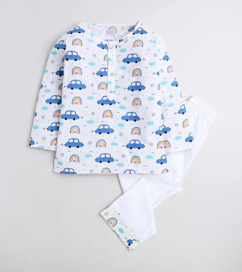 Beast4you Mini Car Printed Pyjama Kurta Set