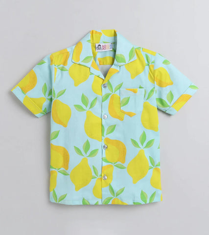 Beast4you Lemony Digital printed Shirt with White solid Shorts