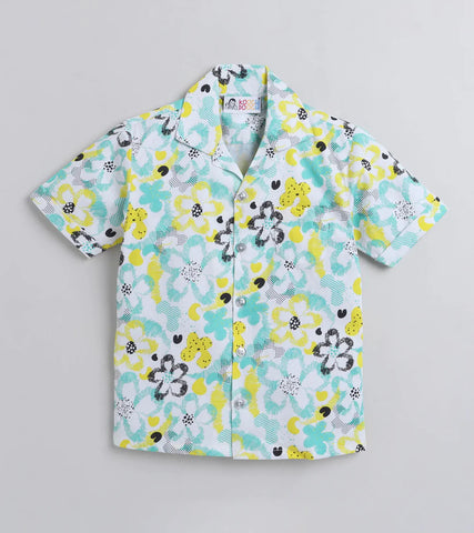 Beast4you Reverse Flower Digital printed Shirt with White solid Shorts