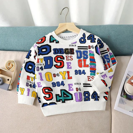 Beast4you Toddler Boy's Letters Print Neck Color Block Full Sleeve T-Shirt For Boy's & Girl's..