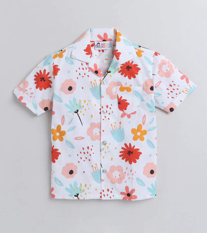 Beast4you Tulip Flower Digital printed Shirt with Yellow solid Shorts