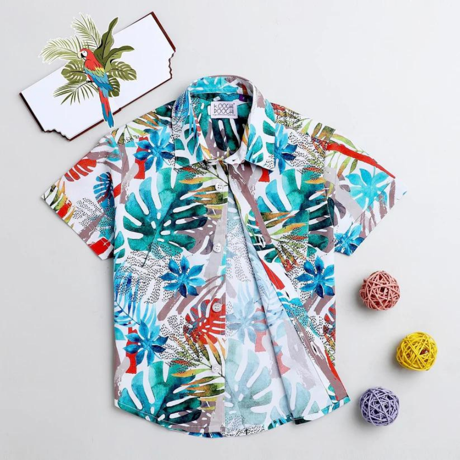 Beast4you Tropical Abstract Printed Half Sleeve Shirt