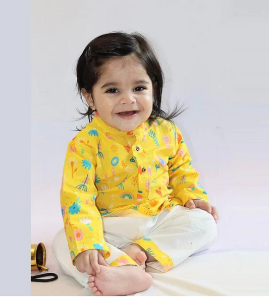 Beast4you Yellow Floral Kurta set