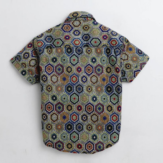 Beast4you Mosaic Printed Half Sleeve Shirt