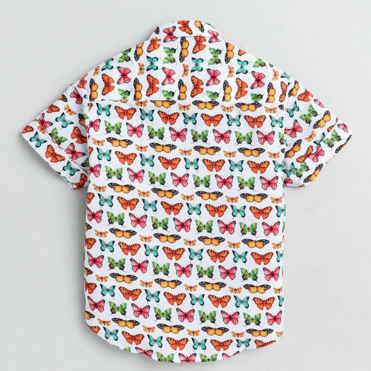 Beast4you Butterfly Printed Boys Half Shirt