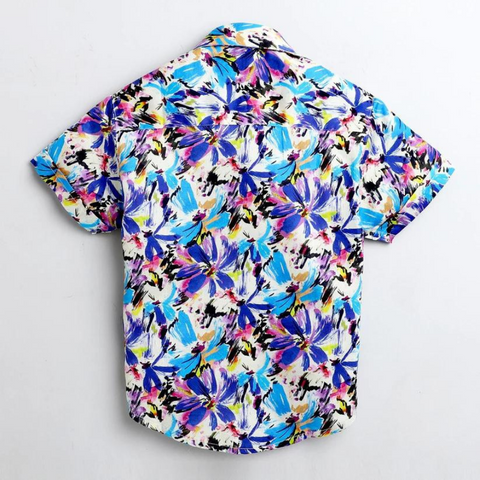 Beast4you Painterly Floral Printed Half Sleeve Shirt