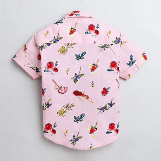 Beast4you Pink Floral Printed Half Sleeve Shirt