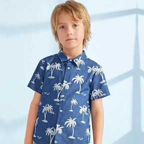 Beast4you Tree Coconut & Button Front Shirt For Boy.