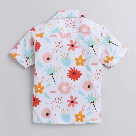 Beast4you Tulip Flower Digital printed Shirt with Yellow solid Shorts