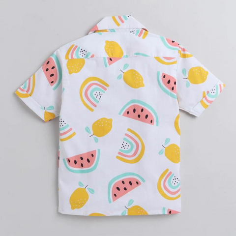 Beast4you Rainbow Digital printed Shirt with White solid Shorts