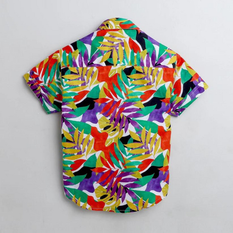 Beast4you Multi Palms Printed Half Sleeve Shirt