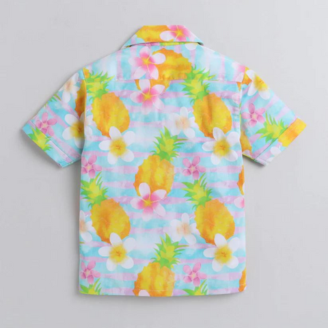 Beast4you Pine Hawain Digital printed Shirt with Yellow solid Shorts