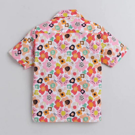 Beast4you Max Flower Digital printed Shirt with White solid Shorts