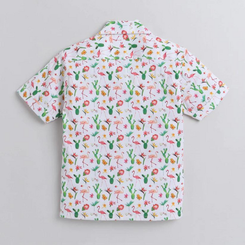 Beast4you Flamingo Digital printed Shirt with White solid shorts