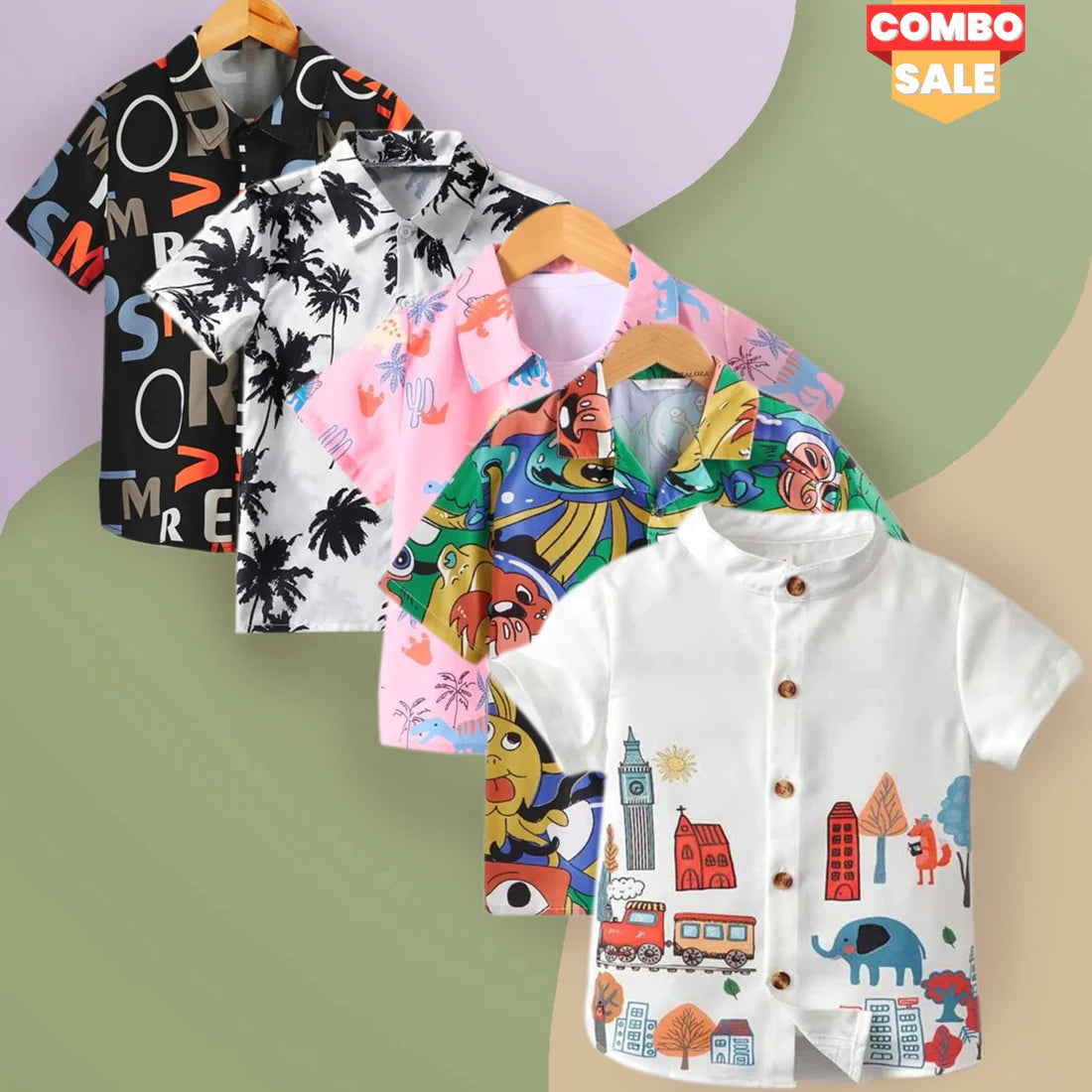 Stylish Multicolors Designer Button Front (Combo pack For 5) Shirt For Boy.