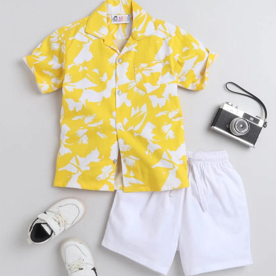 Beast4you Sunshine Magic Digital printed Shirt with White solid Shorts