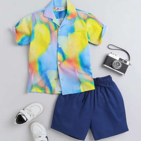 Beast4you Majestic Digital printed Shirt with Blue solid Shorts