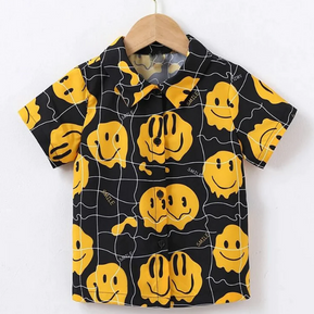 Beast4you Smile-Black Short Sleeeve Shirt For Boy.