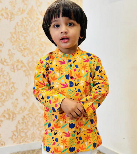 Beast4you Orange Floral Kurta Set