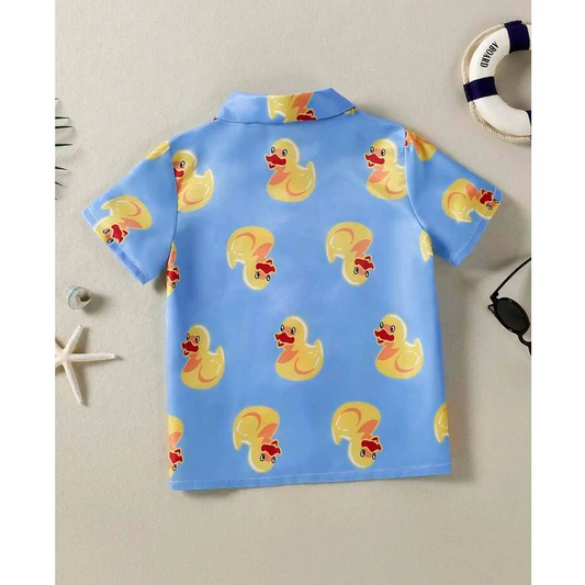 Beast4you Toddler Boy Duck Pattern & Button Front Shirt For Boy.