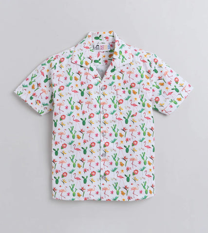 Beast4you Flamingo Digital printed Shirt with White solid shorts